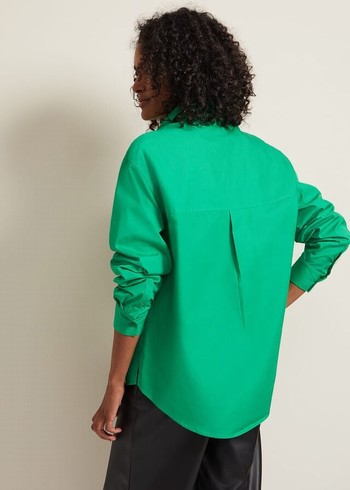 Phase Eight Green Cotton Oversized Shirts Green USA | 5932607-CR